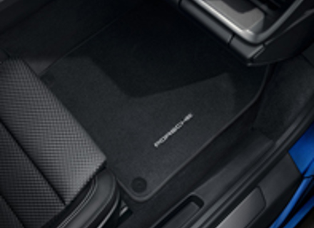 Floor mats with nubuck edging. Porsche 992 (911) RHD - Right hand drive - 9P5864435A, 9P5864435AOG6, 9P5864435AOH7, 9P5864435AOS1, 9P5864435AOS5, 9P5864435AOU6, 9P5864435AOX6