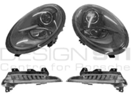 SMOKED Headlamps & Front Lamp Kit. Porsche 991 Carrera RHD Cars - 99163199550, 99163199650, 99163115180, 99163115280
