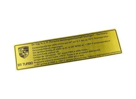 Temporizzazione dell'accensione dell'adesivo. Porsche 911 Turbo 84-89