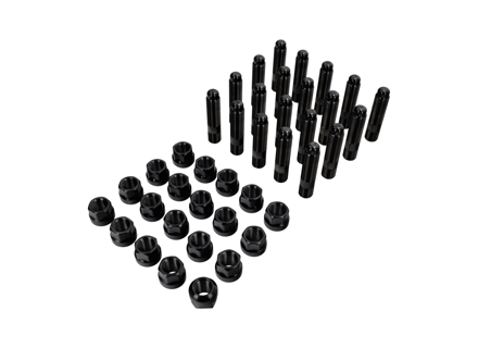 Titanium wheel bolt replacement stud set with black capless nut for modern Porsche - 99636120300, 99636120301, 99636120302, 99736120301, 99736120302