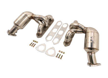 Exhaust Manifold / Header with 200 CELL CAT for Porsche Boxster 987 / Cayman  DesignTek - 3606109874, 98711310407, 98711310408, 98711310410, 987113104AX, 98711310805, 987113108AX, 98711310605, 98711310606, 987113106AX, 98711310307, 98711310310, 987113103AX, 98711310705, 987113107AX, 98711310505, 98711310506, 987113105AX
