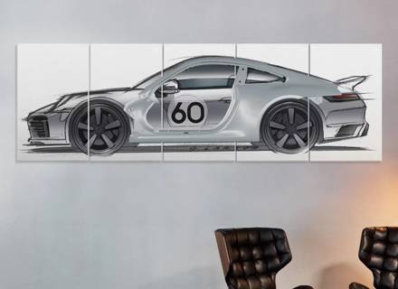 Limited Edition Wall Art With Physical Rear 1/4 Panel (White Background) - 992 Sport Classic. Heritage Collection - WAP0501190R002, WAP0501190R004, WAP0501190R006