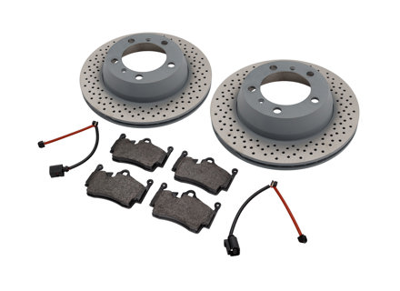 REAR Brake Pads and Brake Disc Package Porsche 718 - 98735240101, 98735293903, 98160916300