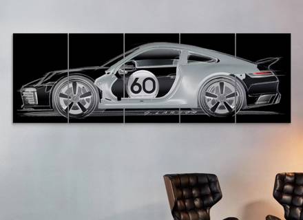 Limited Edition Wall Art With Physical Rear 1/4 Panel (Black Background) - 992 Sport Classic. Heritage Collection - WAP0501190R001, WAP0501190R003, WAP0501190R005