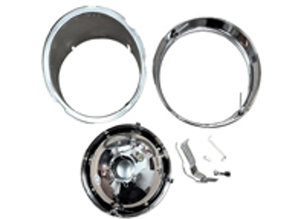 Headlamp set, loose kit, with chrome rim, without glass. Porsche  911 69-83 LHD - 91163111300, 1695100900