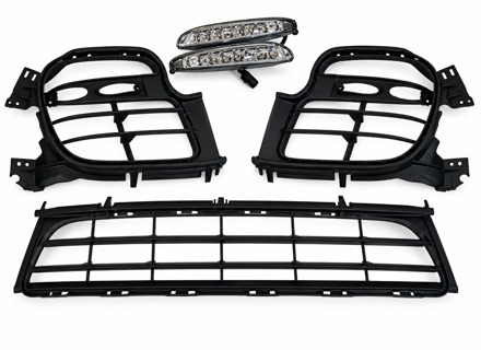 Front bumper inserts and lights. Porsche 997 Turbo - 9975055630101C, 9975055640101C, 9975055410201C, 99763109088