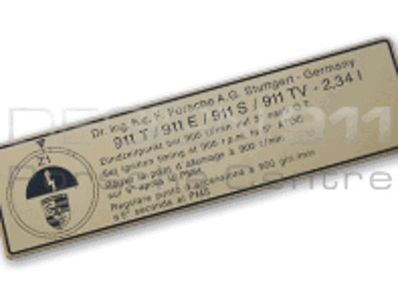 Sticker Engine Timing. Porsche 911 T / E / S - 91100651100