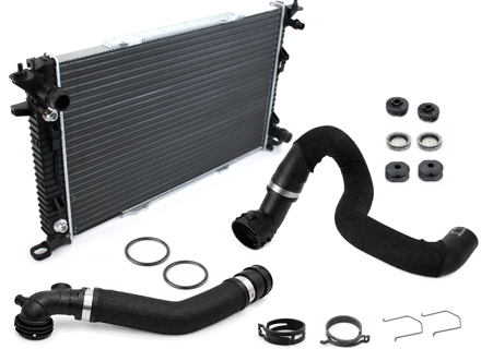 Radiator water / coolant and pipe kit. Porsche 95B.1 Macan 3.0L Diesel - 9A712125101, 95B121109B, 95B122101B
