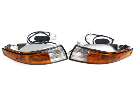 Indicator Lamps and Lens Front Kit with BLACK Rim Lens Porsche 911 - 91163194300, 91163194400, PCG63193520, PCG63193620, 91163197000, 91163197001