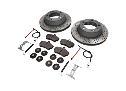 REAR Brake Pads and Brake Disc Package Porsche 997 C4 Sebro - 99635240104, 98635293911, 99661236501