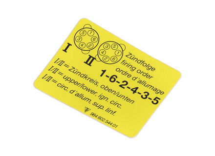 Aufkleber Zündreihenfolge. Porsche 964 / 993 - 96460254401