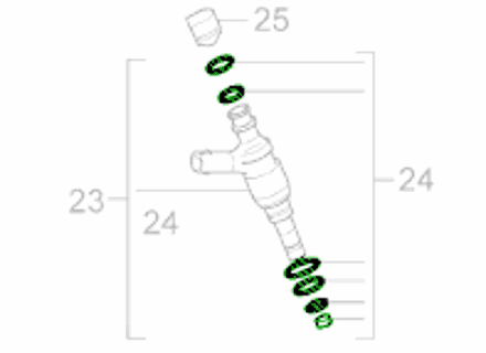 Fuel injector gasket set. Porsche 958 Cayenne / 970 Panamera HYBRID - 95811090100, 933.140, 95811090101, 95811090102