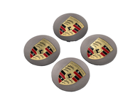 Wheel Caps Platinum silk with Crest for Porsche (Set of 4) - 99104460021, 00004460533, 00004460723 Wheel Caps Platinum silk with Crest for Porsche (Set of 4) - 99104460021, 00004460533, 00004460723