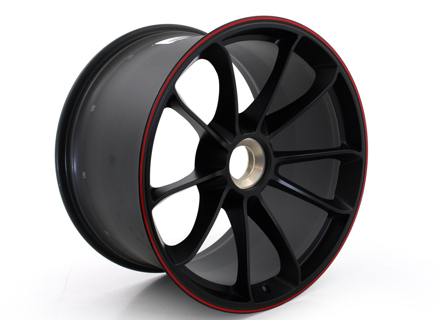 Rear 20-inch Black with Red border alloy wheel for Porsche 991 GT3 - 99136416882TR0, 99136416883, 99136416882TR0