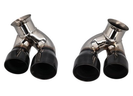 DesignTek Exhaust tail pipes 4 Tube Design for Porsche 996 C2 / C4 Black Chrome - 99611125254, 99611125255, 99611125261, 99611125154, 99611125155