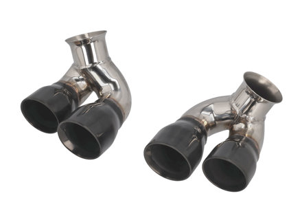 DesignTek Exhaust tail pipes 4 Tube Design for Porsche 996 C2 / C4 Black Chrome - 99611125254, 99611125255, 99611125261, 99611125154, 99611125155