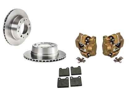 Rear brake caliper, disc and brake pad kit. Porsche 911 1969-83 - 91135290700, 91135290800, 90135204114, 91135295003, 91135295005, 91135295004