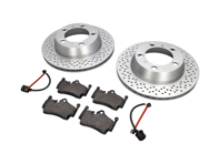 REAR Brake Pads and Brake Disc Package. Porsche 981 - 98735240101, 98735293903, 98160916300
