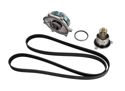 Kit de bomba de agua, correa y termostato. Porsche 981 Boxster / Cayman / Porsche 991.1 - 0PB121035A, 9A110221800, 0PB903137A, 9A110222602, 9A110622603, 9A712111000, 9A110655900, 0PB121688