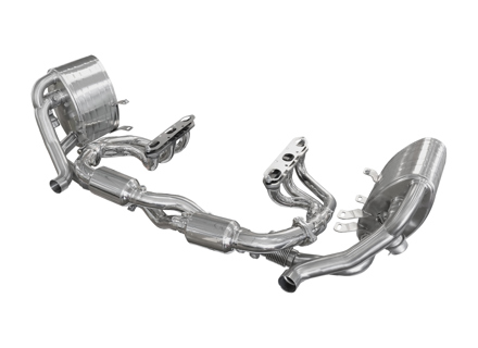 Sistema de escape deportivo de acero inoxidable conmutable con catalizadores de 200 celdas y colectores para Porsche 997-1 Carrera / S 2005-2008 - 99711110301, 99711110401, 99711110102, 99711110202, 99711121102, 99711121103, 99711121202, 99711121203, 99711123202, 99711123203