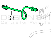Front Caliper to Flexi Hose Brake Line, RIGHT. Porsche 911 65-68 - 90135560400, 90135560401, 90135560402, 90135560403