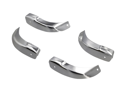 Side sill panel end caps, Chrome. Porsche 911 1968-73 - 90155911150, 911287-04, 90155911250, 911287-03, 90155911350, 911287-03, 90155911450, 911287-04