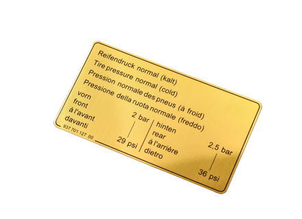 Aufkleber Reifendruck. Porsche 911 1984-89 / 924 / 944 - 93770112700 - 1601500906