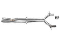Exhaust resonator bypass x-pipe. Porsche Panamera 970 GTS - 97011191364, 97011191365