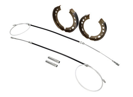 Handbrake cable, guide tube and shoe set. Porsche 996 - 99642414110, 99735299304