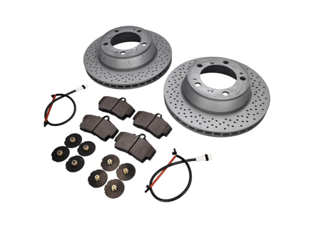 REAR Brake Pads + Brake Disc Package. Porsche 996 1997-04 Sebro - 99635240104, 98635293911, 99635208602, 99635208600, 99661236501