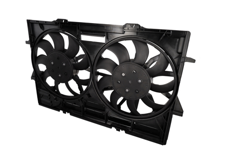 Radiador de agua con ventilador con capota. Porsche 95B Macán - 95B121003, 95B121003A, 95B121003B, 95B121003C, 95B121003E