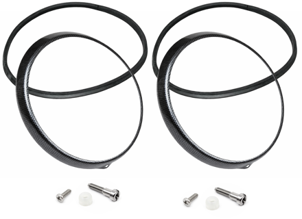 Headlamp bezel cover (metal carbon look) set. Porsche 911 / 964 - 91163114101, 91163114100