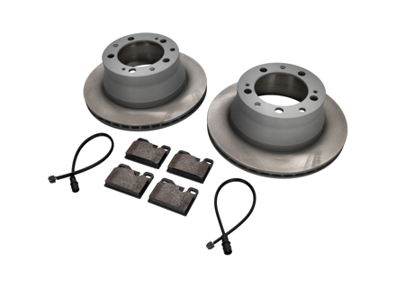 Rear Brake pads and brake disc package. Porsche 944 Cars with ABS Zimmermann - 94435240103, 94435295102, 92835295102, 94435121104