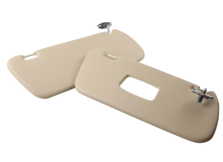 Sun visor set with mirror in passenger side, cream. Mercedes Pagode (W113) 1966-1971 LHD CARS - 1138100710 - 8389800710