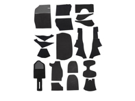 RS-style carpet set in black plush material (19pcs) Porsche 911 10/1964-07/1973 - 90255101120, 90155101223, 90155101220, 90255101120, 90255112120, 90255112220 - 1601700710