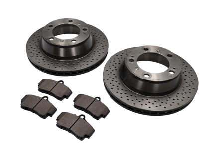 ACHTER Remblokken en Remschijf. Pakket Porsche 997 C2/ C4 - 99635240104, 98635293911, 98635293910, 99635240104BRE, 98635293911BRE, 99661236501, 90026904701, 99907340201, 99635295901