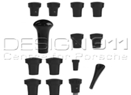 Dashboard knob set, BLACK. Porsche 356B / 356C - PCG35655200700, 64455281100700, 64455285300700, 64455283100700, 64455282101700, 64455285100