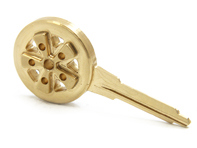 Blank key shank in golden Fuchs Retro Porsche 911 1965-89 / 964/ 993 - 91153890300, 91453190310, 94453804101 Blank key shank in golden Fuchs Retro Porsche 911 1965-89 / 964/ 993 - 91153890300, 91453190310, 94453804101